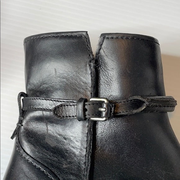 Frye Black Leather Ankle Boot with Strap & Buclke (8) - Picture 4 of 12